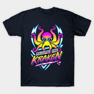 Release The Kraken Retro Neon Synthwave 80s 90s T-Shirt